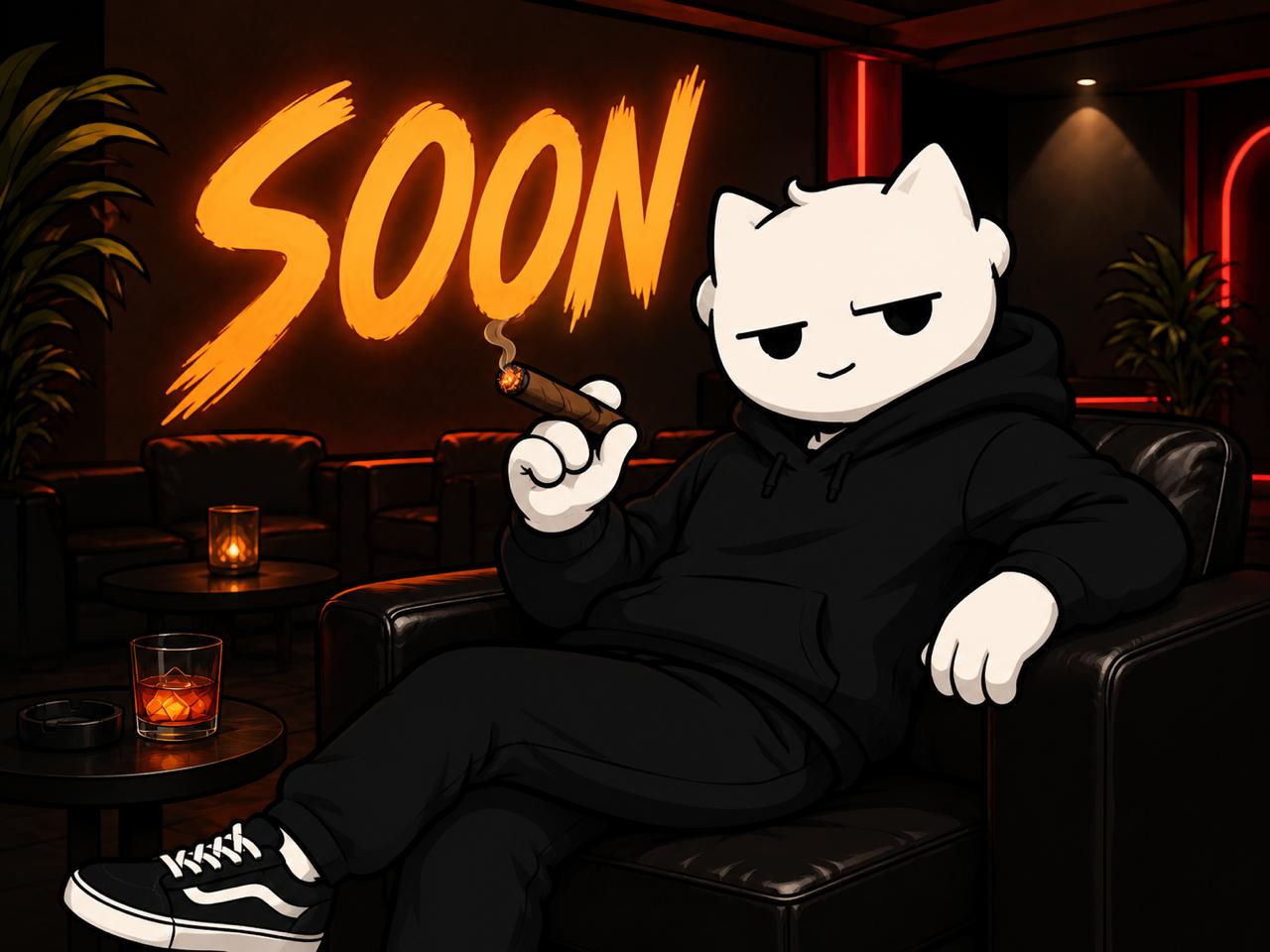 SOON mascot in the lounge